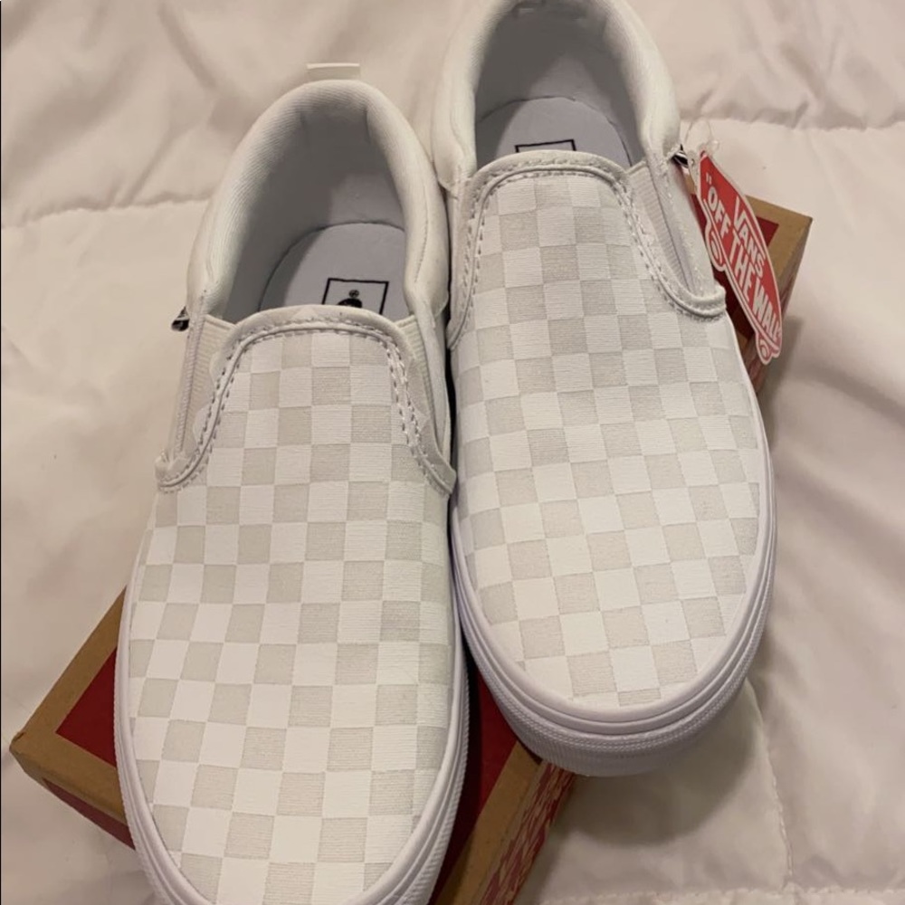 White Checkered Vans